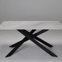 Cassis & Bari 4 Seater Dining Set - 1.6m Pacific Grey Stone Dining Table with 4 Forest Green Velvet Dining Chairs - Image 4