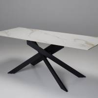 Cassis - 2m Calacatta Gold Stone Dining Table with Black Metal Base