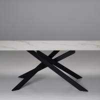 Cassis - 2m Calacatta Gold Stone Dining Table with Black Metal Base