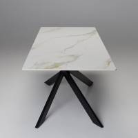 Cassis - 2m Calacatta Gold Stone Dining Table with Black Metal Base