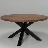 Oakford 1.5m Solid Oak Round Dining Table with Black Metal Base