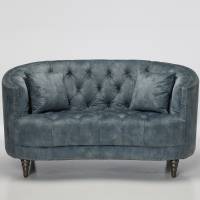 Olivia - 2 Seater Modern Chesterfield Sofa, Ocean Blue Mottled Velvet