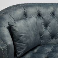 Olivia - Modern Chesterfield Sofa, Ocean Blue Mottled Velvet