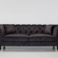Charlotte - Classic Chesterfield 3 Seater Sofa, Mocha Grey Mottled Velvet