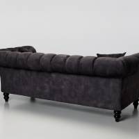 Charlotte - Classic Chesterfield 3 Seater Sofa, Mocha Grey Mottled Velvet