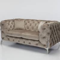 Annabelle - Luxury Chesterfield 2.5 Seater Sofa, Mink Velvet with Silver Legs