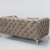 Annabelle - Luxury Chesterfield 2.5 Seater Sofa, Mink Velvet with Silver Legs