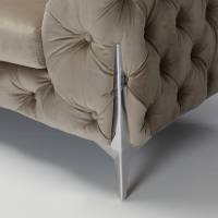 Annabelle - Luxury Chesterfield Sofa, Mink Velvet with Silver Legs