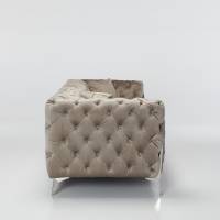 Annabelle - Luxury Chesterfield Sofa, Mink Velvet with Silver Legs