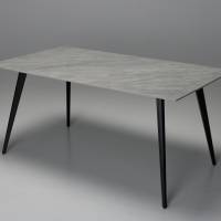 Immi 1.6m Pacific Grey Stone Dining Table with Black Legs