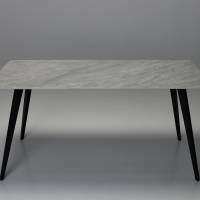 Immi 1.6m Pacific Grey Stone Dining Table with Black Legs