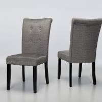 Cabrini Upholstered Dining Chairs with Black Legs - Grey Linen
