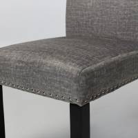 Cabrini Upholstered Dining Chairs with Black Legs - Grey Linen