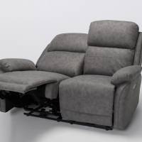 Austin Modern 2 Seater Electric Recliner Sofa - Dark Grey Brushed Faux Suede