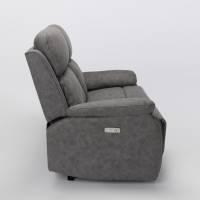 Austin Modern 2 Seater Electric Recliner Sofa - Dark Grey Brushed Faux Suede