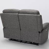 Austin Modern 2 Seater Electric Recliner Sofa - Dark Grey Brushed Faux Suede