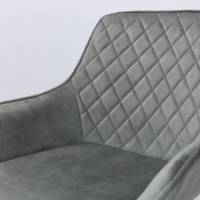 Venice Silver Grey Velvet 360-Degree Swivel Dining Chairs with Black Legs