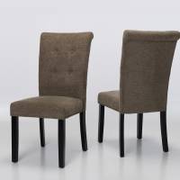 Cabrini Upholstered Dining Chairs with Black Legs - Brown Linen