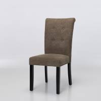 Cabrini Upholstered Dining Chairs with Black Legs - Brown Linen